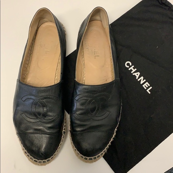 chanel leather espadrilles
